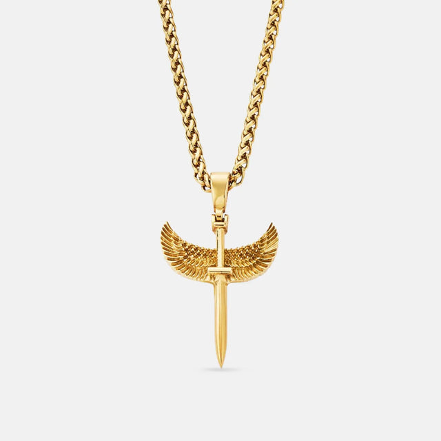 Corrente com Pingente - Espada Alada (Ouro)